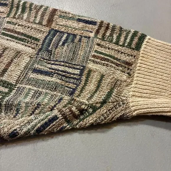 Vintage TSR Geometric Knit Abtract Earth Tone Sweater XL (Made in USA) - Picture 4 of 8